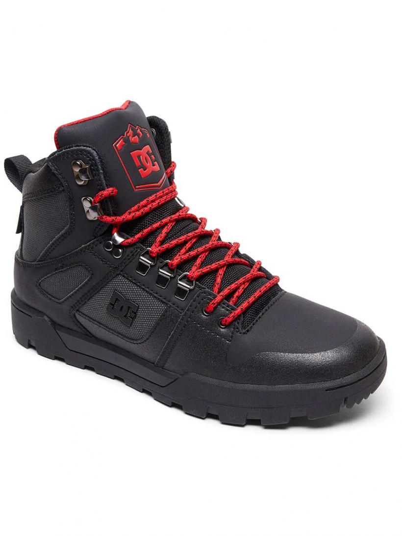 DC Pure High-Top WR Black/Grey/Red | Mens Winter Shoes