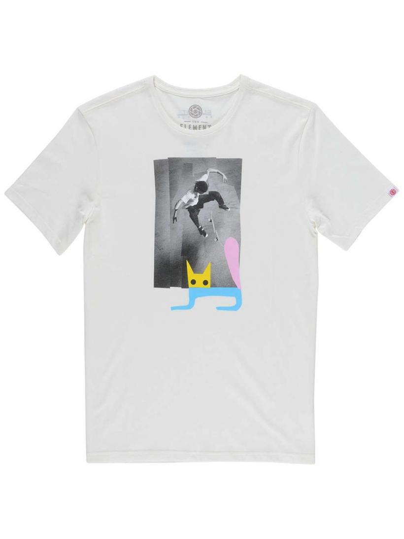 Element Jaakko Cat T-Shirt Off White | Mens T-Shirts