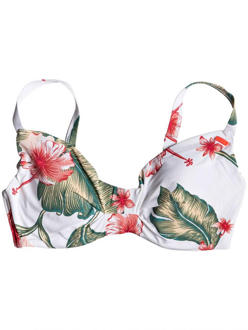 Roxy Dreaming Day Regular D Cup Bikini Top Bright White Tropical Lov | Womens Swimwear